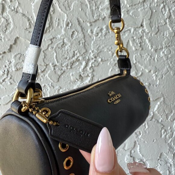NWT Coach Nolita Barrel Bag with Gold Hardware & Grommets, Mini Bag, Leather - Picture 2 of 8